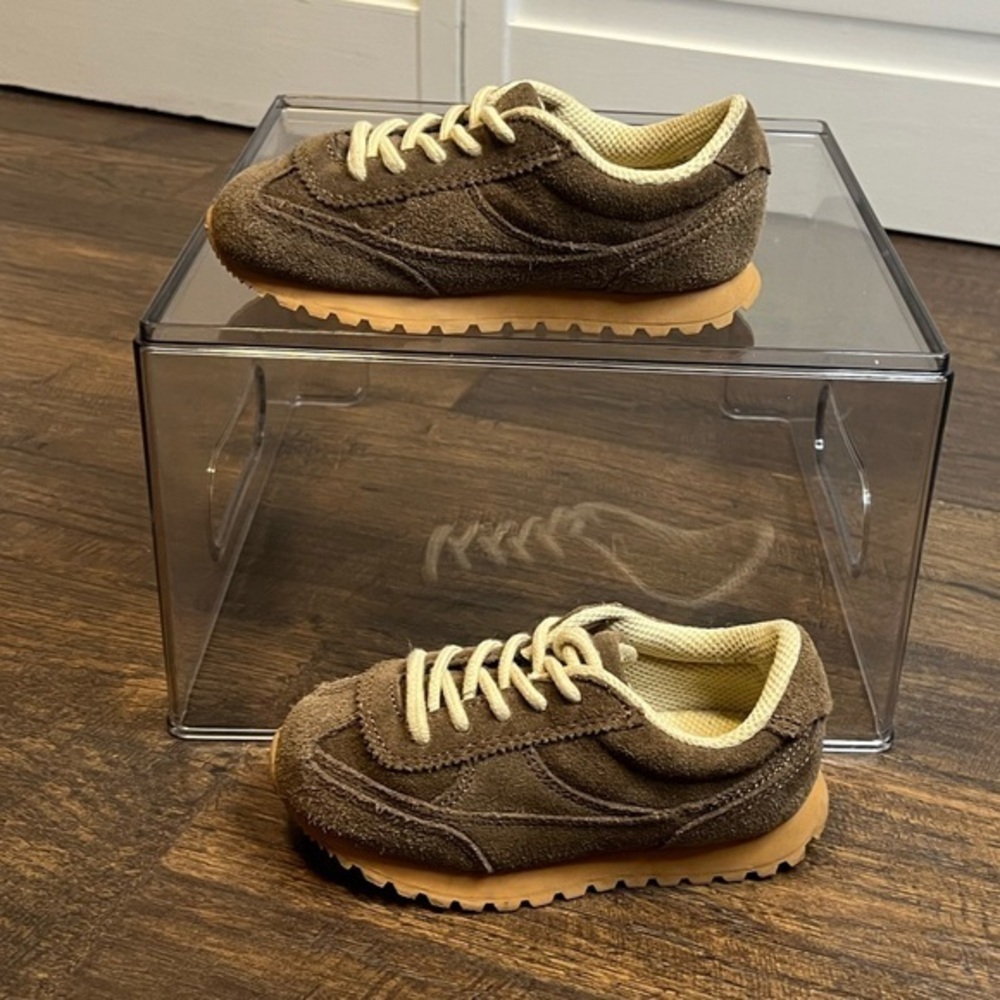 Zara Brown Kids Sneakers with Tan Soles Size EUR 25 US 8.5 Toddler